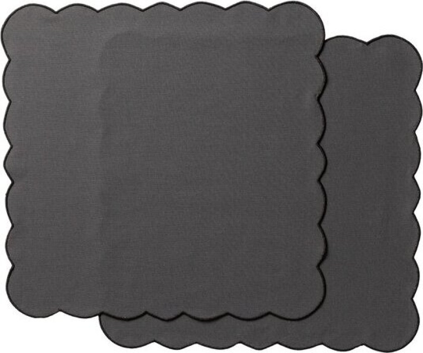Scallopped tekstilserviett 2 stk 40x40 cm grå