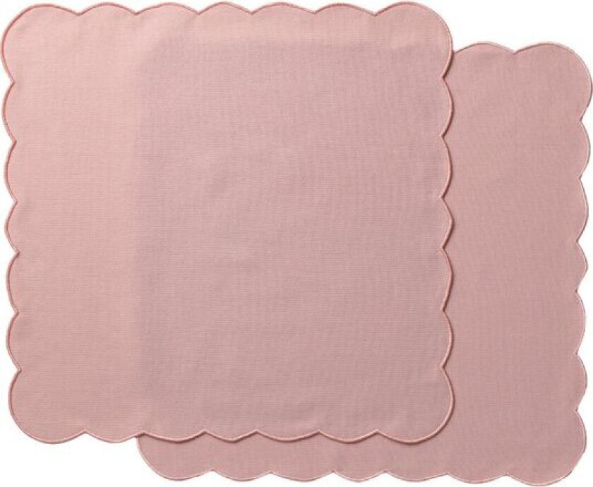 Scallopped tekstilserviett 2 stk 40x40 cm pudderrosa