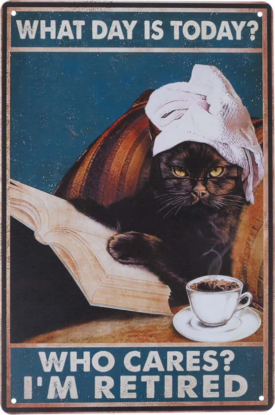 metallskilt "Pensjonert katt" - 1 stk