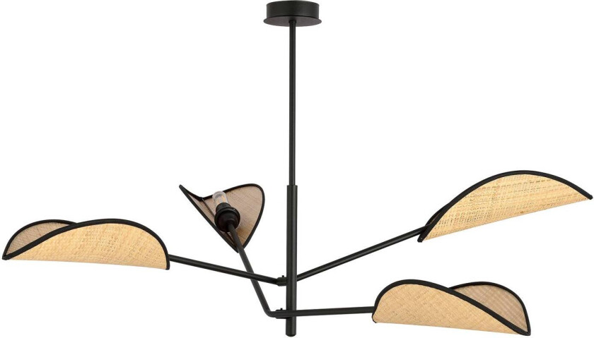 Hengelampe Vene, svart/rottingutseende 4 lyskilder