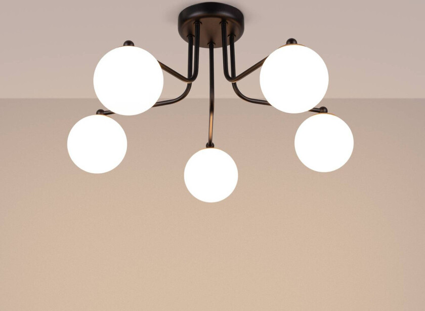 Astral taklampe, svart, lengde 64 cm, stål/glass