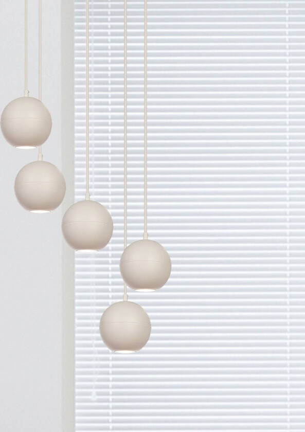 Midway hengelampe, 5 lyskilder, rund, sandfarget, GU10