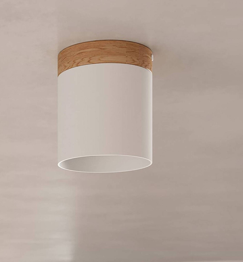 Rif downlight, hvit, Ø 12 cm, tre, aluminium