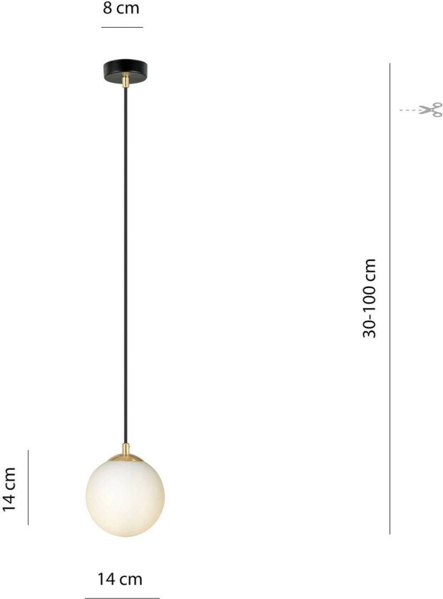 Royal hengelampe, opal hvit/svart, glass, E14