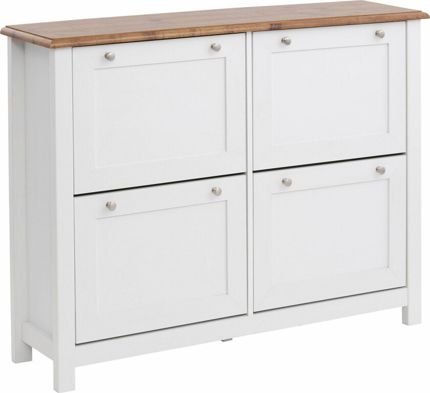 Temse Skoskap 125 cm - Hvit / Brun