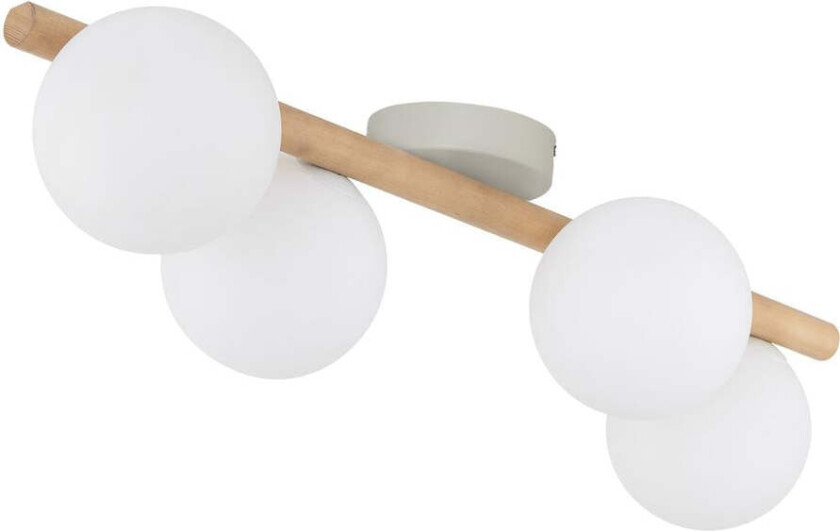 Estera wood taklampe 4-lys - Natur / Opal