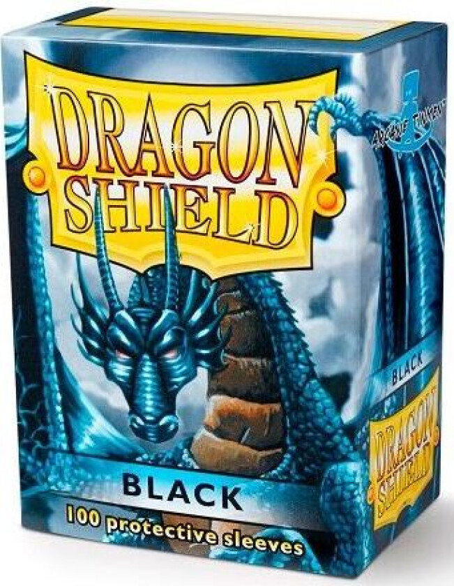 Sleeves Classic Black X100 - 63x88 M/box Dragon Shield Kortbeskyttere M/deckbox