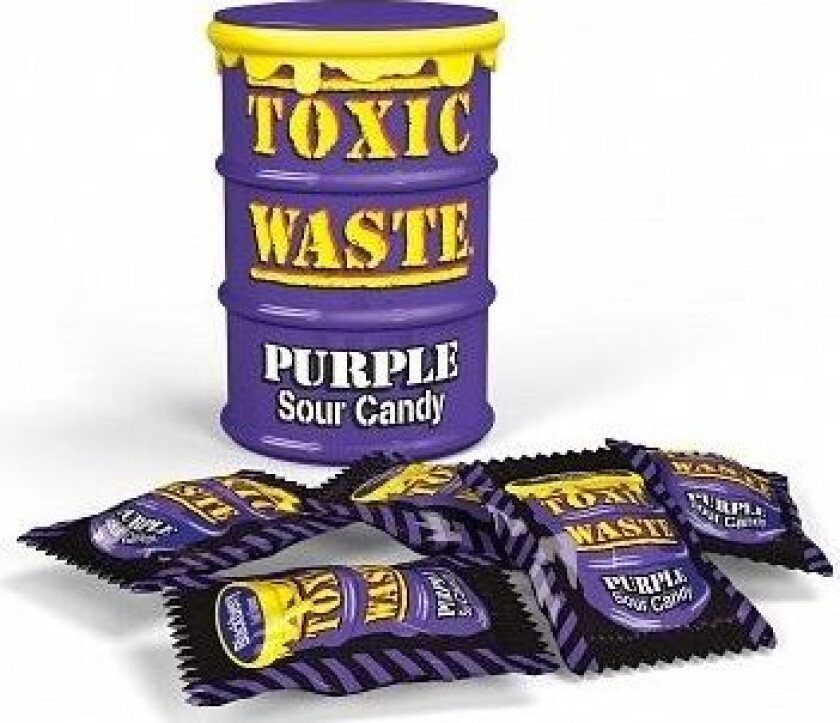 Toxic Waste Purple Nydelige Sure Drops Plastboks Formet Som Søppelbøtte