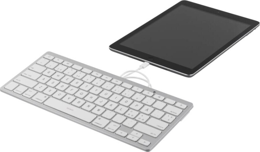 Lightning Keyboard for iPad med nordisk Layout - Hvit / Sølv