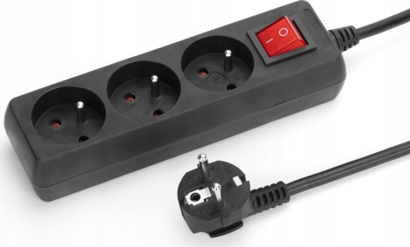 Montis Power Skjøteledning 3 Stikkontakter 5M Med Bryter Svart Mt118b-5 Montis