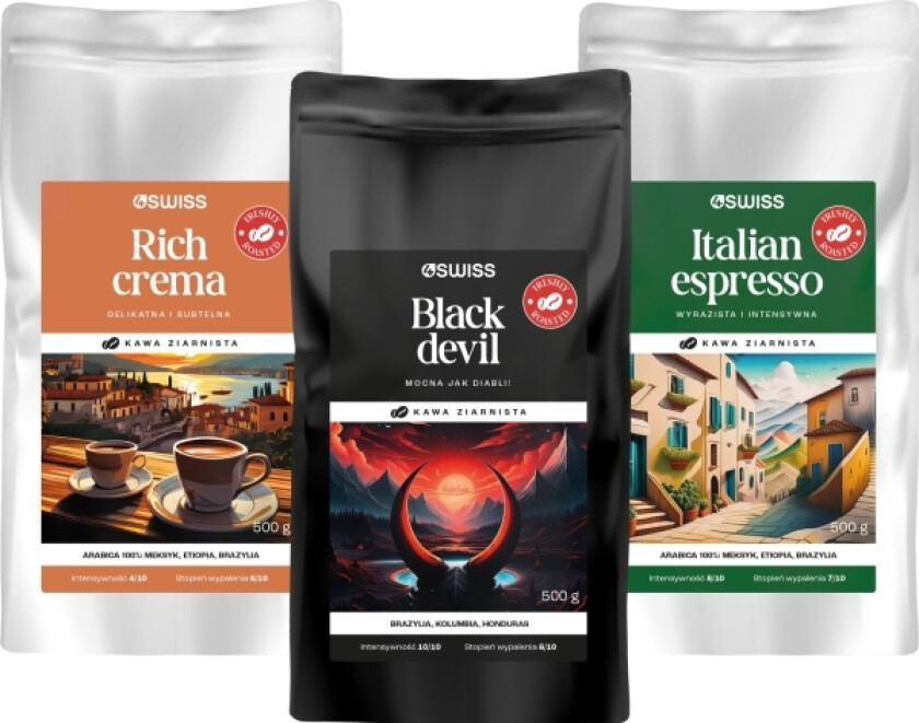 4Sveitsiske Nybrente Kaffebønner 1,5 Kg