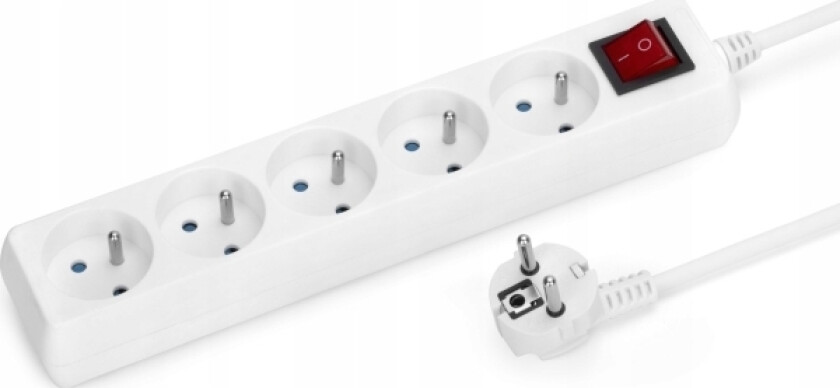 Montis Power Skjøteledning 5 Stikkontakter 3M Med Transl. Hvit Mt119-3 Montis
