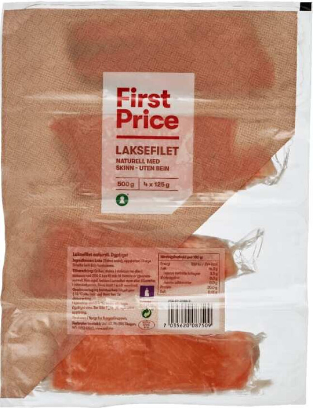 Laksefilet Naturell 4x125g