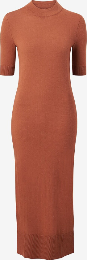 Kjole Extra Fine Wool Mock-Nk Dress - Brun