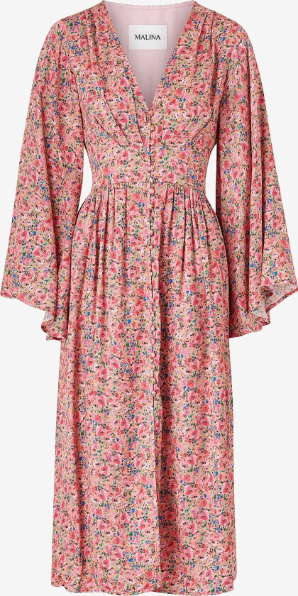 Kjole Auden V-neck Satin Midi Dress - Rosa