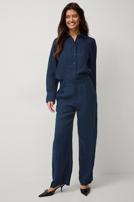 Bukser Denise Linen Trousers - Blå