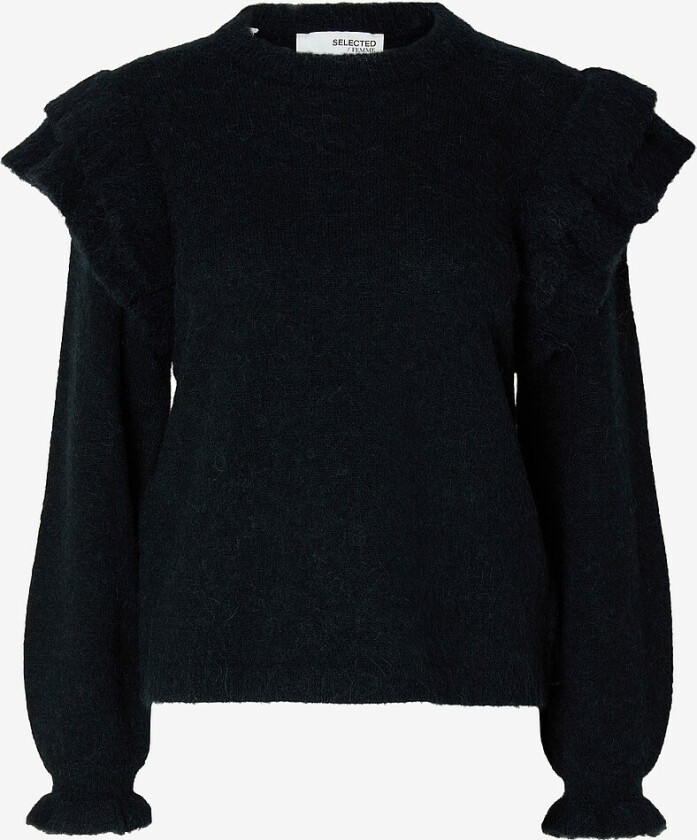 Genser slfLulu LS Knit Shoulder Frills O-n - Blå