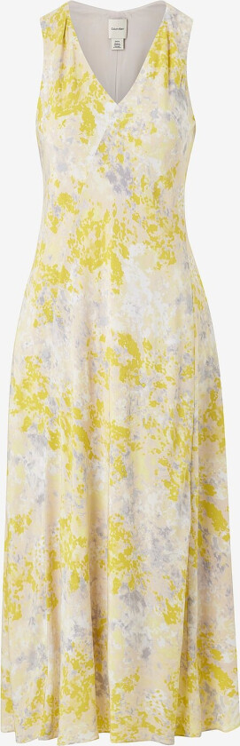 Maxikjole Print Abstract Ecovero VN Dress - Grå