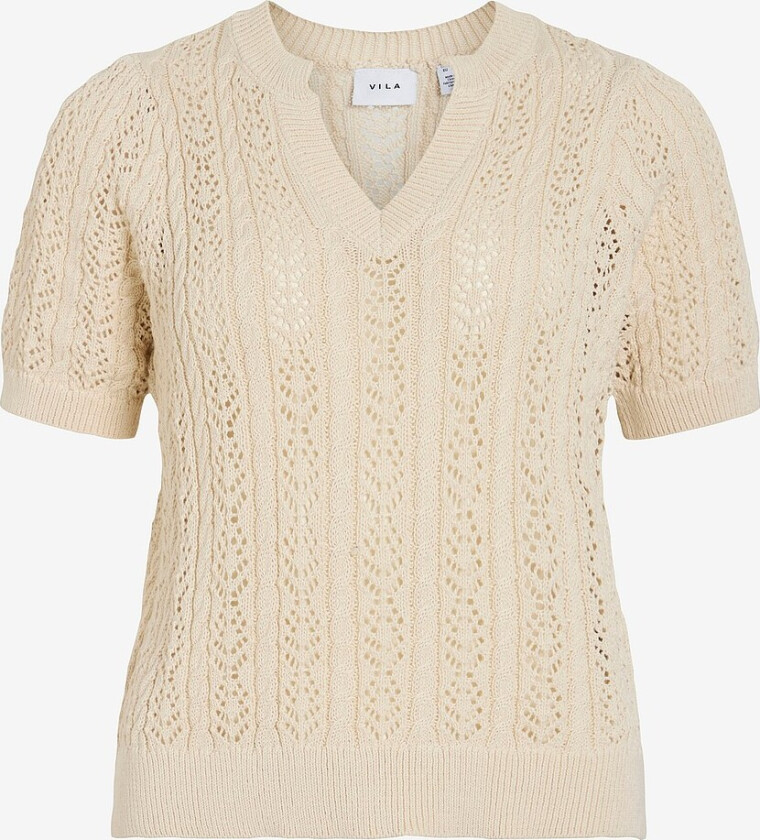 Topp viToto New S/S Cable Knit Top - Grå