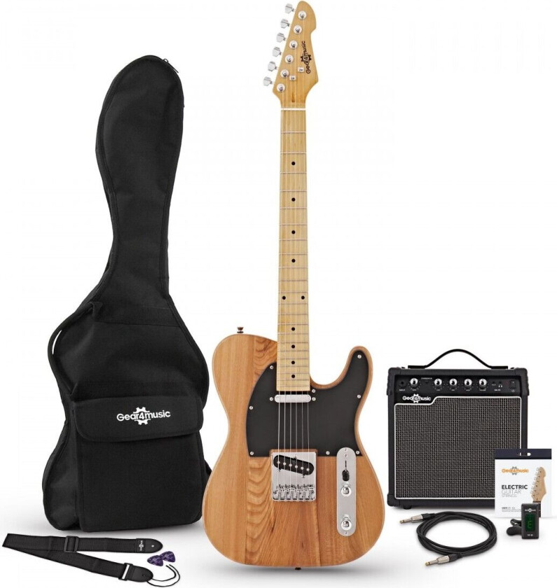 Bilde av Gear4Music Knoxville Elektrisk Gitar + Forsterkerpakke Natural