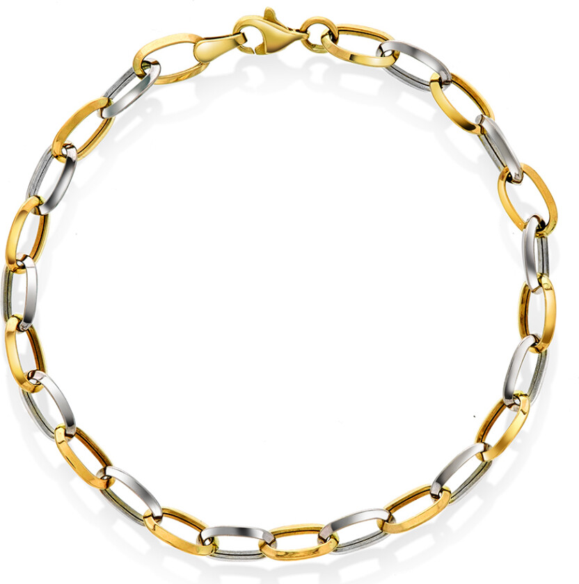 Armbånd i 375 hvitt og gult gull