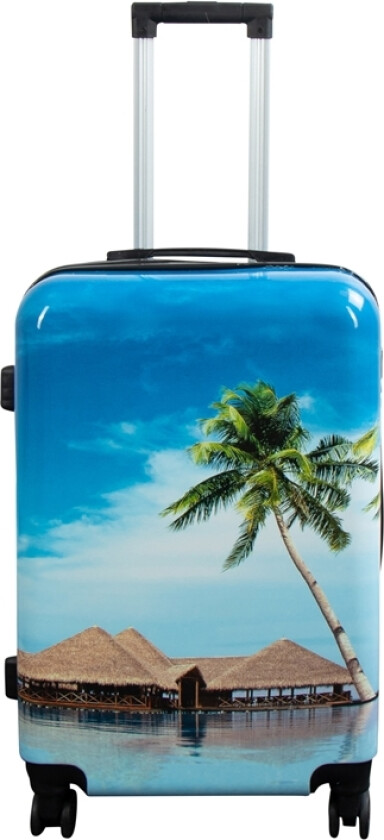 Koffert - Hardcase koffert - Størrelse Medium - Koffert med motiv - Strand og palmer - Eksklusiv lettvekt reisekoffert