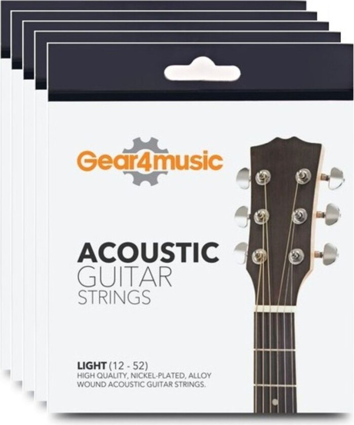 Gear4Music 5-Pakning med Akustiske Gitarstrenger 80/20 Lett