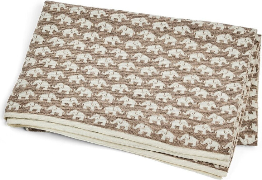 Bilde av Baby blanket AO elephants - Merino wool Natur - 80x100 cm (70007-90)