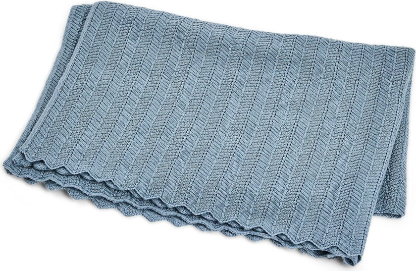Baby blanket, fishbone, merino wool - Blue - 80x100 cm (70007-84)