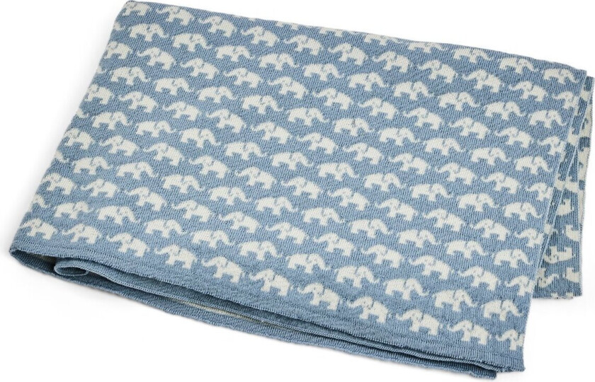 Bilde av Baby blanket AO elephants - Merino Wool Blue - 80x100 cm (70007-91)