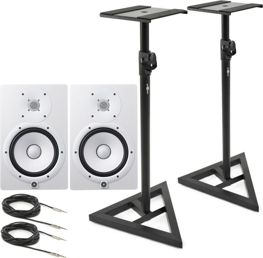 HS8W "Full-Range" Studiomonitor (Par) Hvit med Stativer