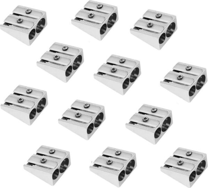 12 stk. metall blyantspisser dobbelt hull skole blyantspisser