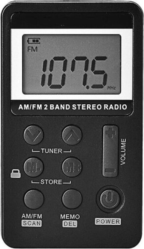 Lommebærbar radio Fm & Am radio USB-lading, svart
