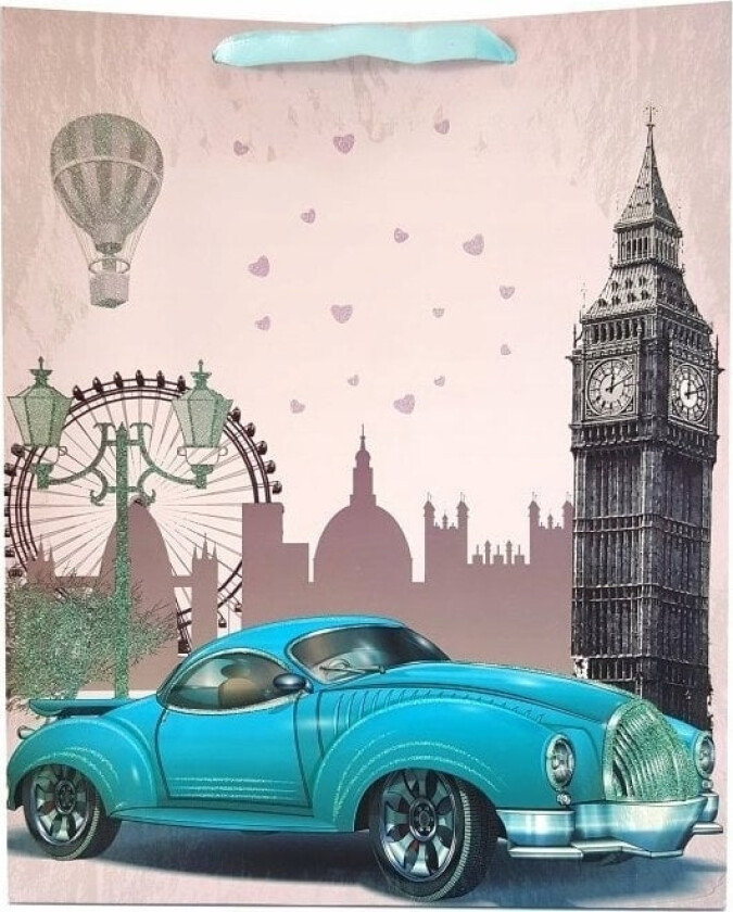 Ju-Piter Stilig Biler Gavepose 1137C 18X23x10cm P12, Pris For 1 Stk.