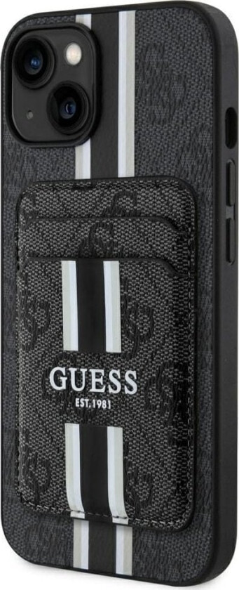 Case Guess 4G Stripes With Wallet Magsafe For Iphone 15 Black