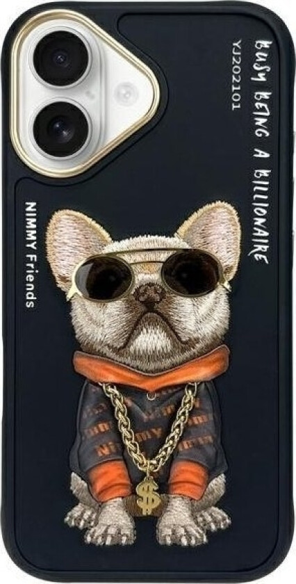 Nimmy Etui Iphone 16 6.1" Czarny/Black Glasses Cool Dog