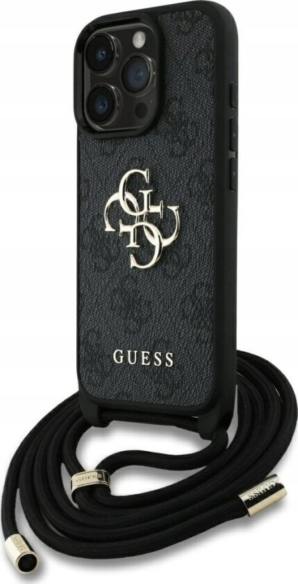 Case Guess 4G Big Logo Cord Stap Crossbody For Iphone 16 Pro Max Black