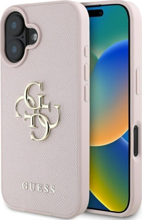 Pu-Kornet 4G Metalllogodeksel Til Iphone 16 Rosa