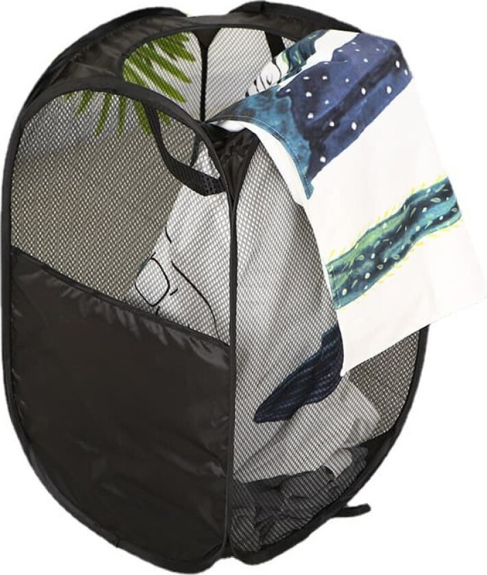 Stor sammenleggbar skittentøyskurv med rund munn