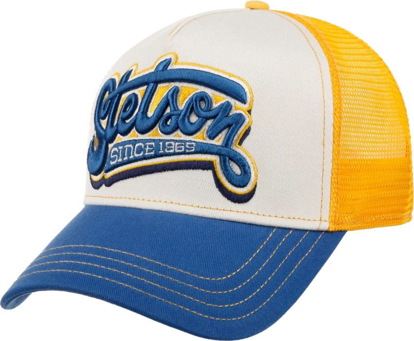 Lettering Trucker Cap Blue/White/Yellow