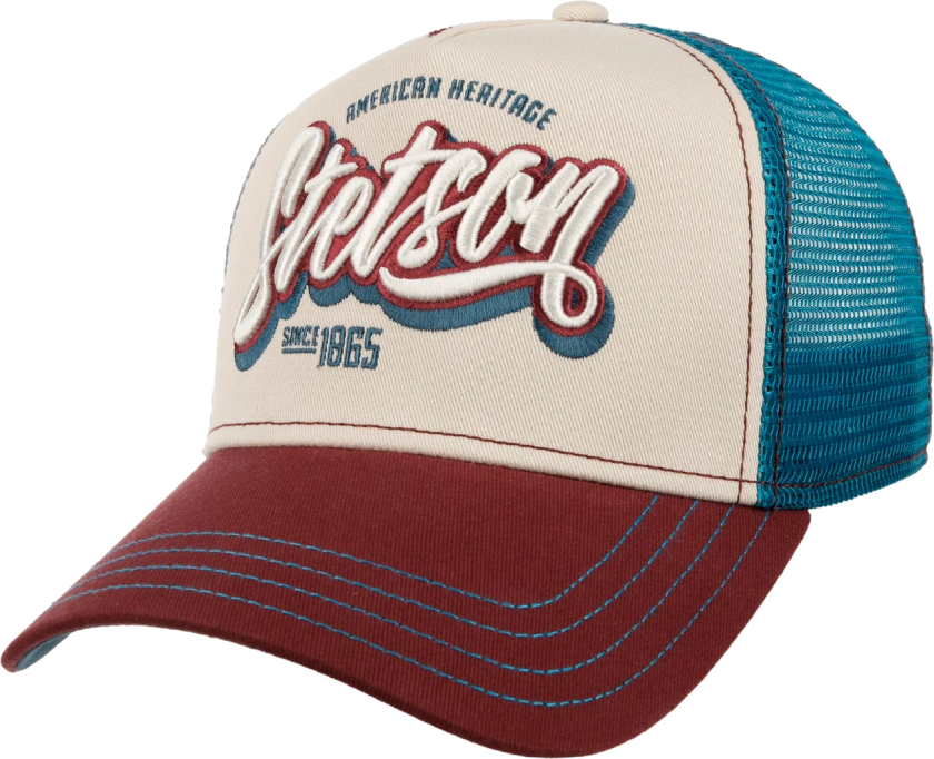 Wordmark Logo Trucker Cap Wine/Off White/Blue