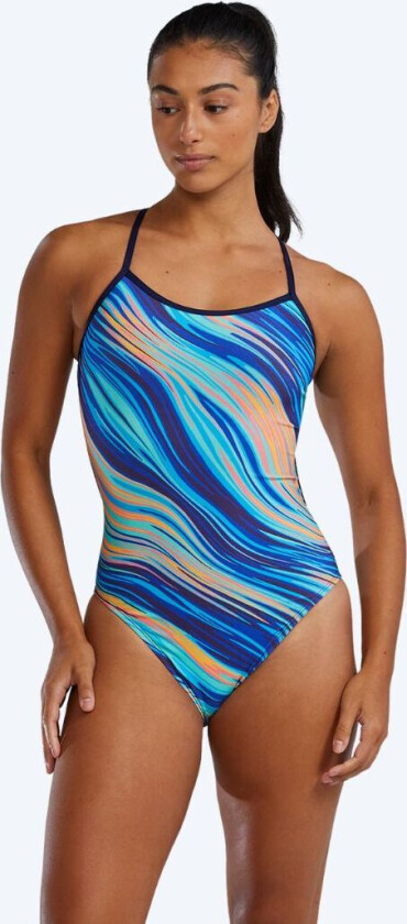 badedrakt til damer - Riptidal Trinityfit - Blå/oransje