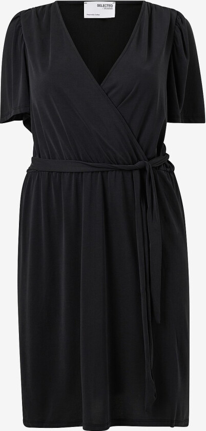 Kjole slfLenia SS Short Wrap Dress Curve - Svart
