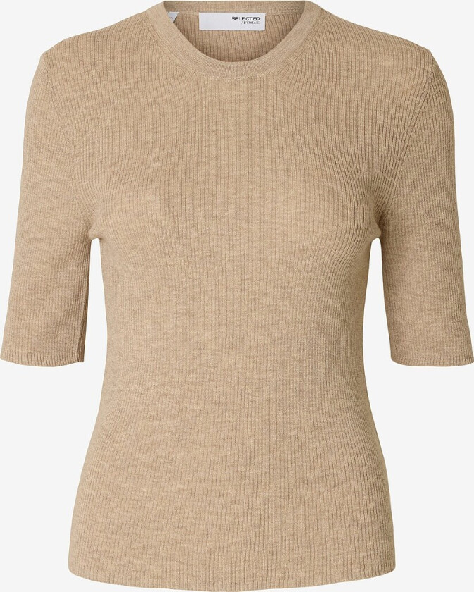 Genser slfIngrid 2/4 Knit O-neck - Natur