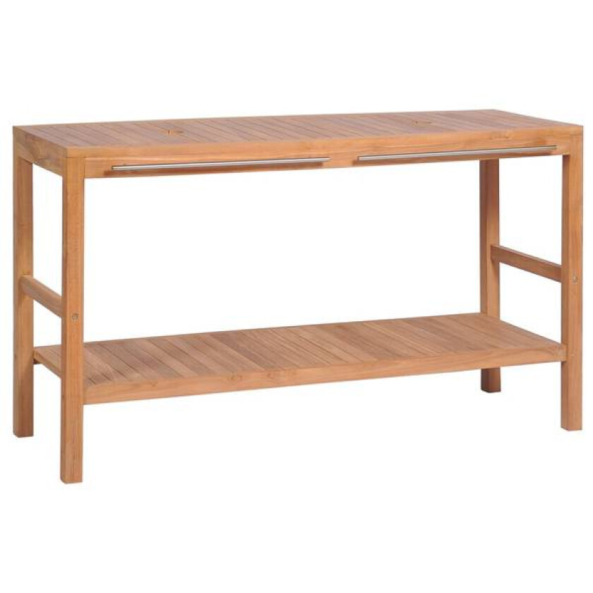 Servantskap for bad heltre teak 132x45x75 cm