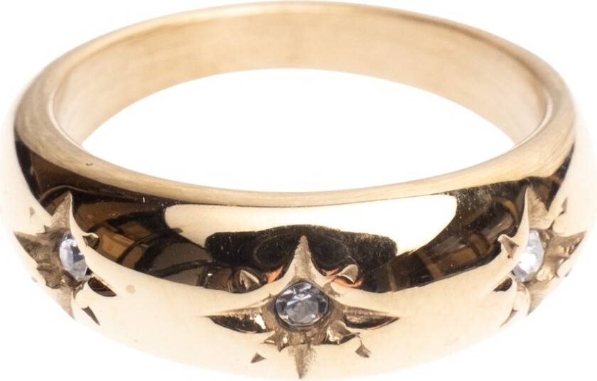 Chunky Star Ring With Crystals Gold Size 3