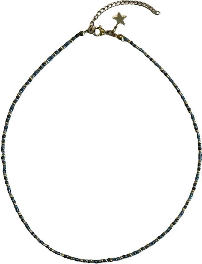 Glass Bead Necklace 2mm Navy Blue Mix