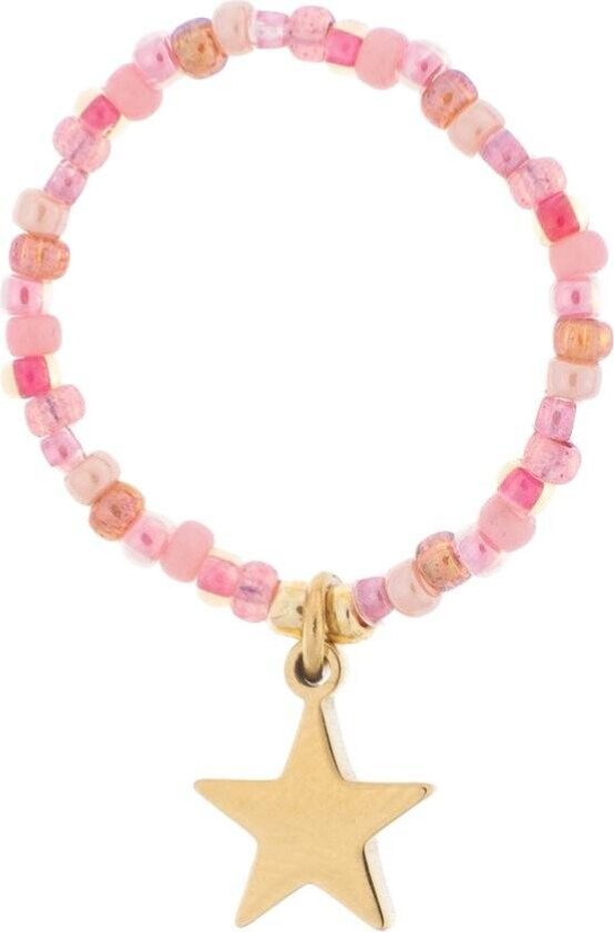 Glass Bead Ring 2mm With Charm Rose Mix With Star Charm