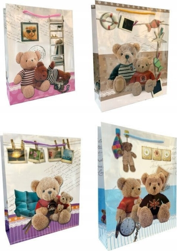 Ju-Piter Laminert Gavepose Bamser 128G 005M 28X34x9cm P12, Pris For 1 Stk.