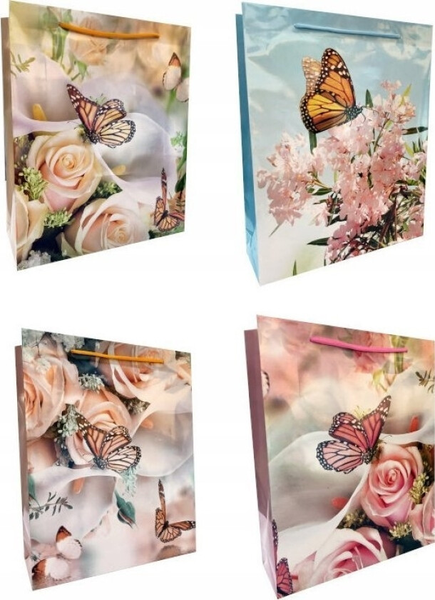 Ju-Piter Laminert Gavepose Sommerfugler 128G 001M 28X34x9cm P12, Pris For 1 Stk.